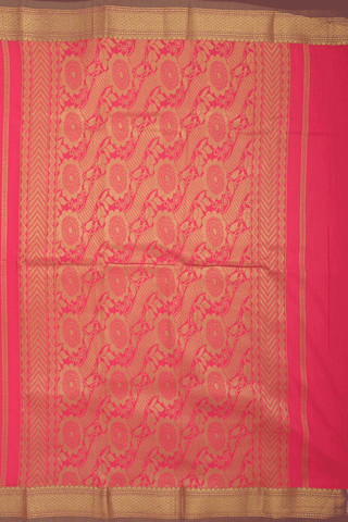 Paisley Zari Buttas Coral Red Apoorva Cotton Saree