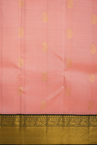 Paisley Zari Buttas Orange Kanchipuram Silk Saree