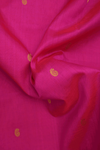 Paisley Zari Buttas Rani Pink Traditional Silk Cotton Saree