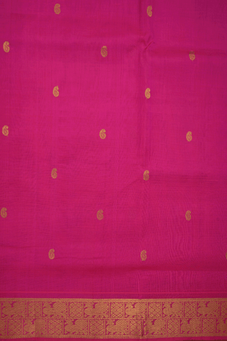 Paisley Zari Buttas Rani Pink Traditional Silk Cotton Saree