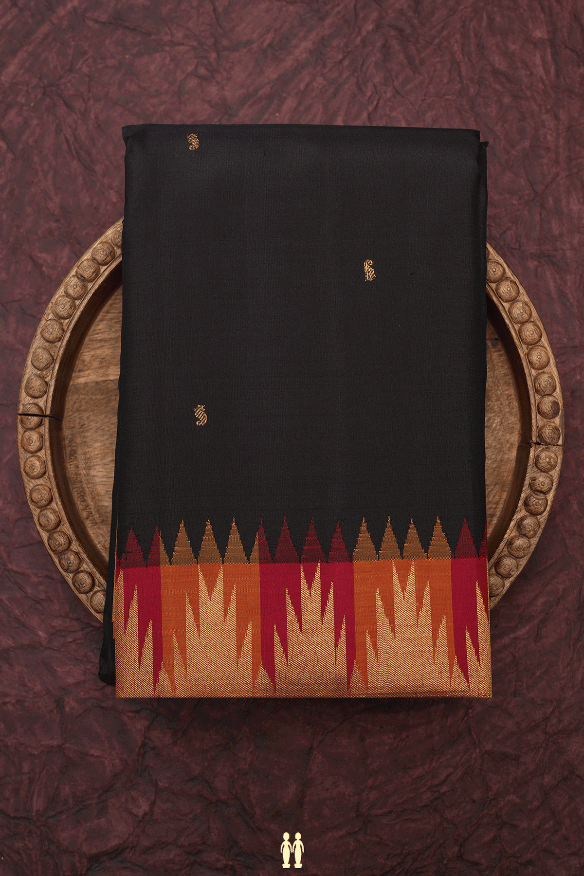 Paisley Zari Buttis Black Kanchipuram Silk Saree