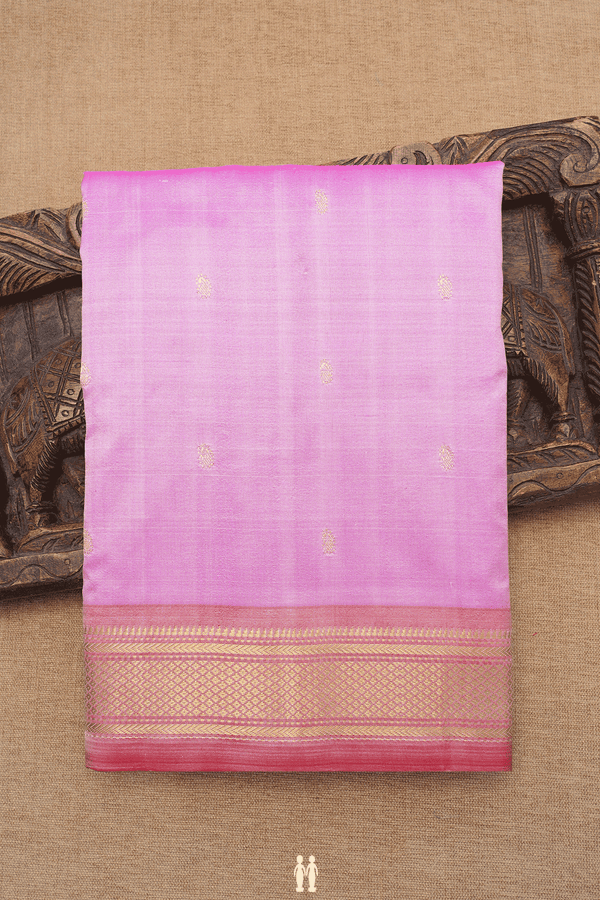 Paisley Zari Buttis Lotus Pink Paithani Silk Saree