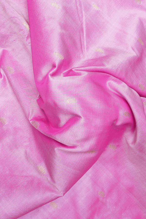 Paisley Zari Buttis Lotus Pink Paithani Silk Saree