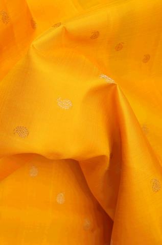 Paisley Zari Buttis Royal Yellow Kanchipuram Silk Saree