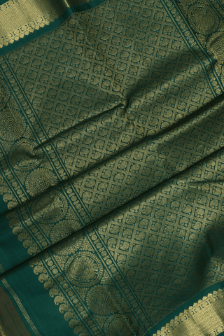 Paisley Zari Buttis Saffron Yellow Kanchipuram Silk Saree
