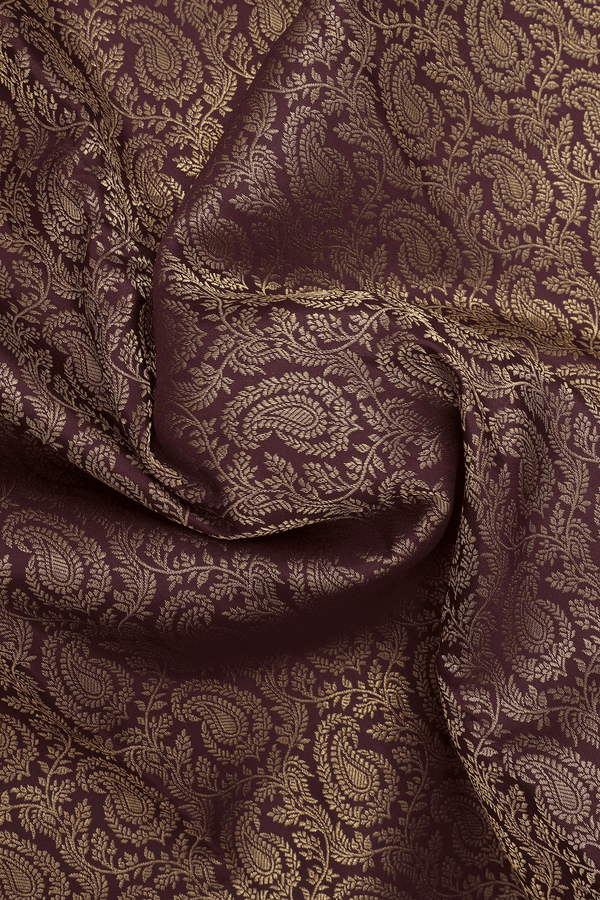 Paisley Zari Design Dark Maroon Kanchipuram Silk Saree