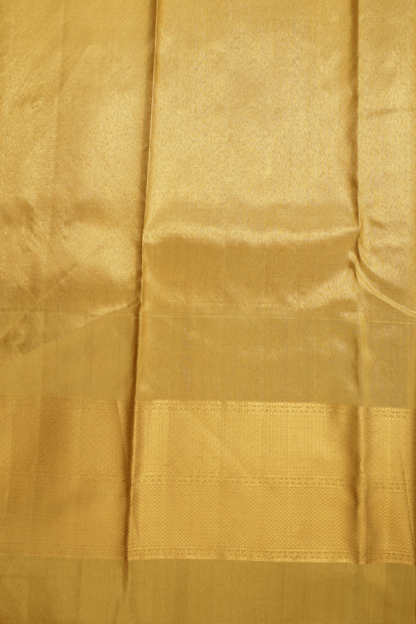 Paisley Zari Motifs Cream Green Kanchipuram Silk Saree