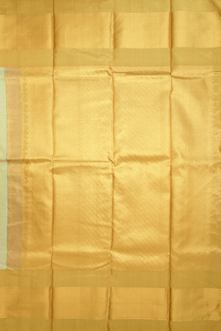 Paisley Zari Motifs Cream Green Kanchipuram Silk Saree