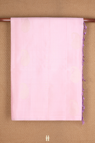Paisley Zari Motifs Powder Pink Soft Silk Saree