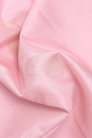 Paisley Zari Motifs Powder Pink Soft Silk Saree