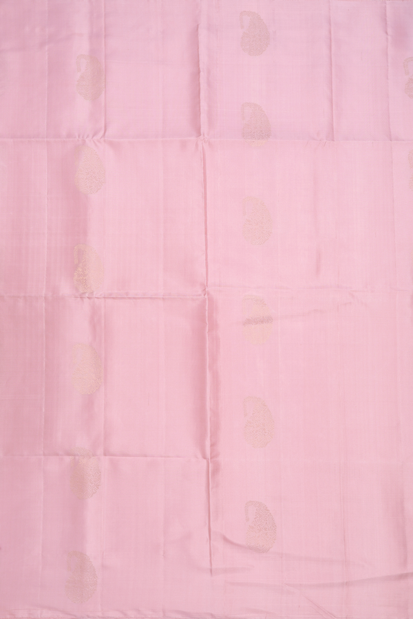 Paisley Zari Motifs Powder Pink Soft Silk Saree