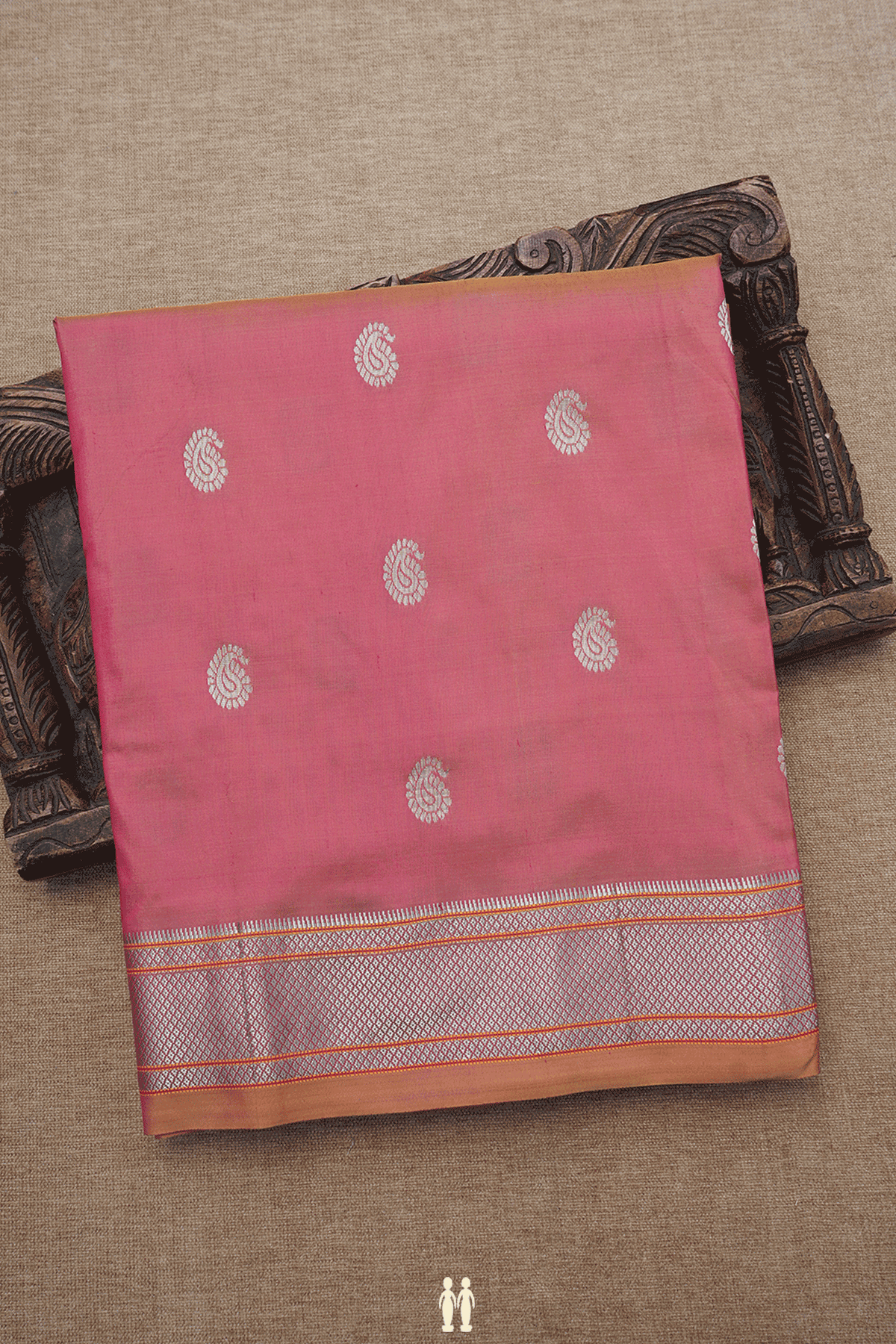 Paisley Zari Motifs Rose Gold Paithani Silk Saree