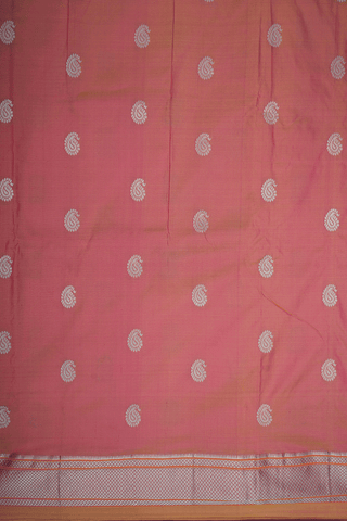 Paisley Zari Motifs Rose Gold Paithani Silk Saree
