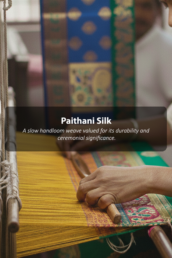 Paithani Silk Saree In Scarlet Red With Zari Buttas