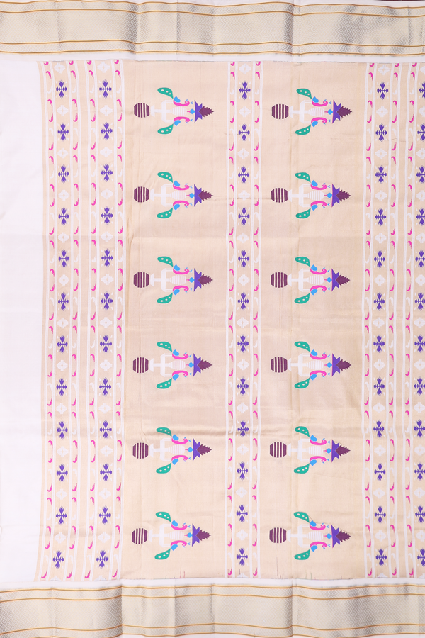 Paithani Silk Saree In Beige With Floral Buttis