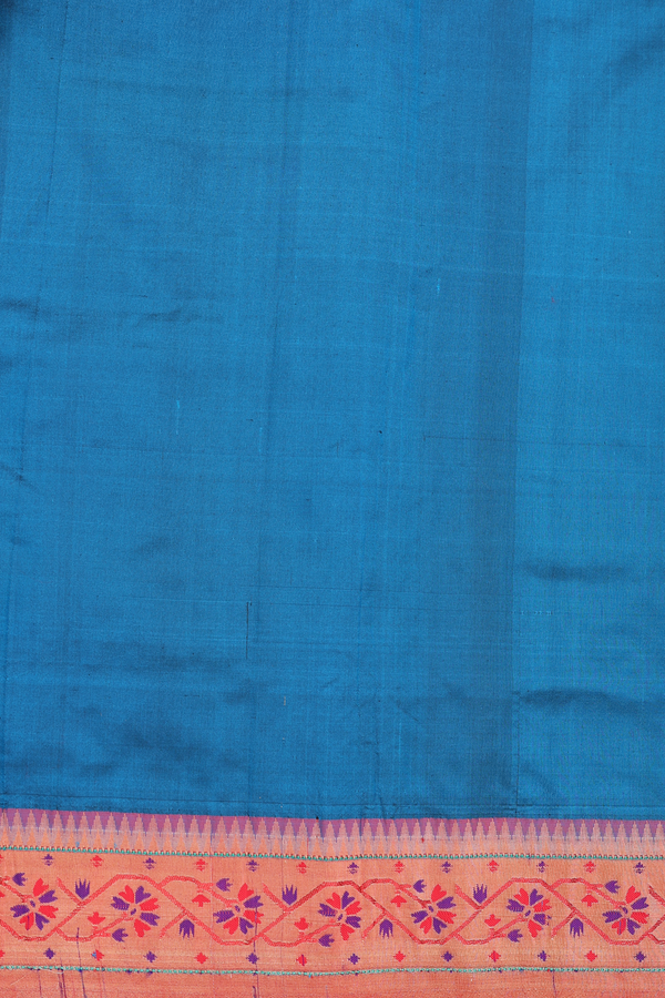 Paithani Silk Saree In Capri Blue With Zari Buttis