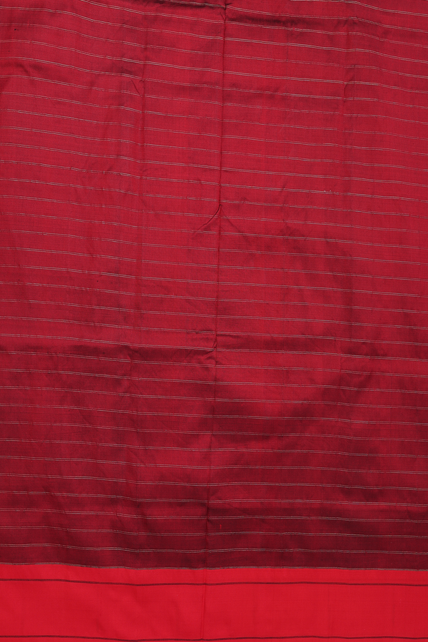 Paithani Silk Saree In Cherry Red With Checks Design
