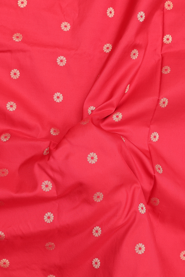 Paithani Silk Saree In Chilli Red With Floral Buttas
