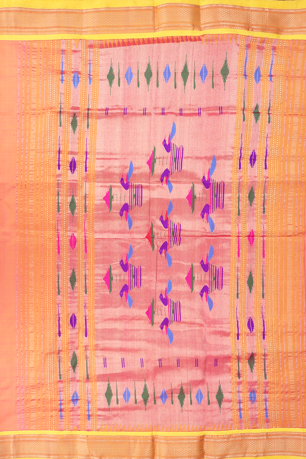 Paithani Silk Saree In Dual Tone With Paisley Buttis
