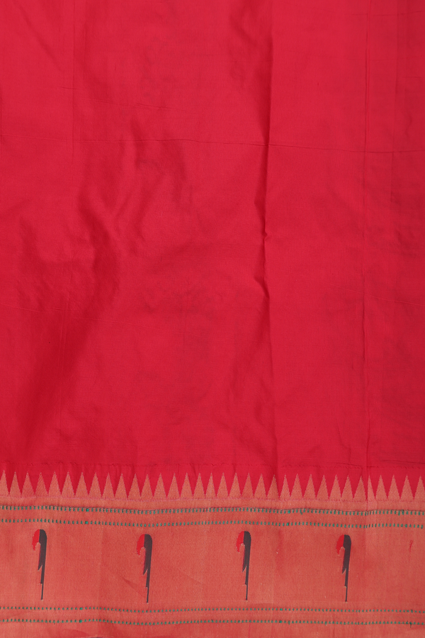 Paithani Silk Saree In Forest Green With Floral Buttas