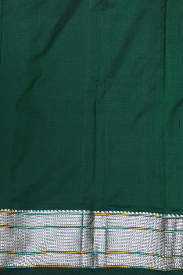 Paithani Silk Saree In Forest Green With Floral Buttis