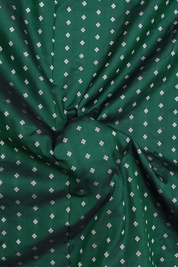 Paithani Silk Saree In Forest Green With Floral Buttis