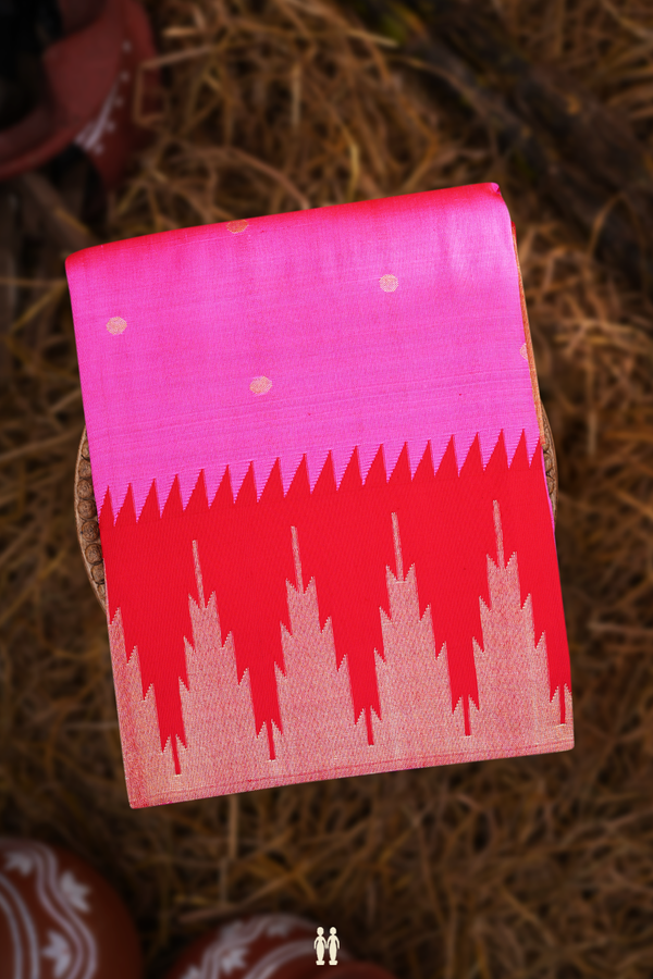 Paithani Silk Saree In Magenta With Polka Zari Buttas
