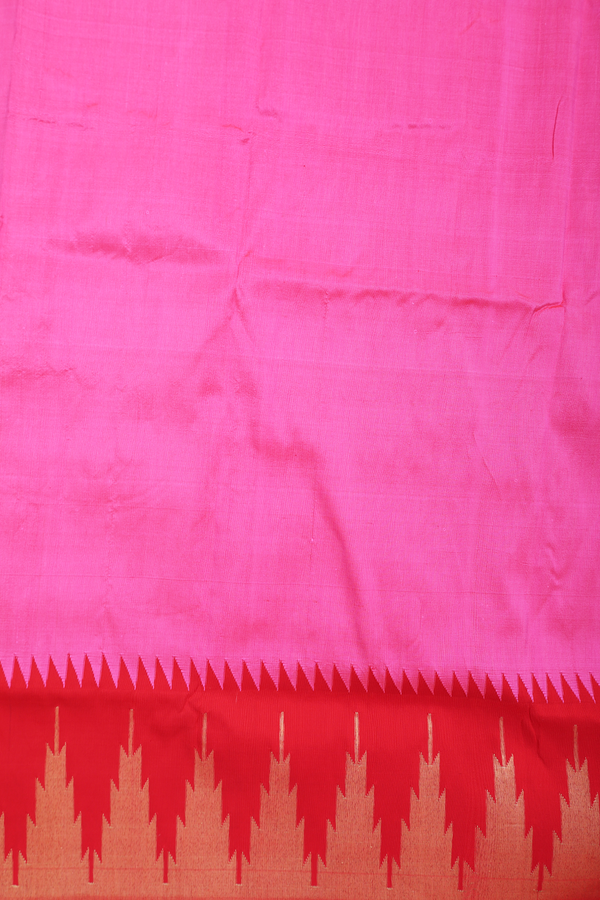 Paithani Silk Saree In Magenta With Polka Zari Buttas