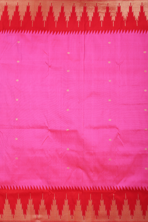 Paithani Silk Saree In Magenta With Polka Zari Buttas