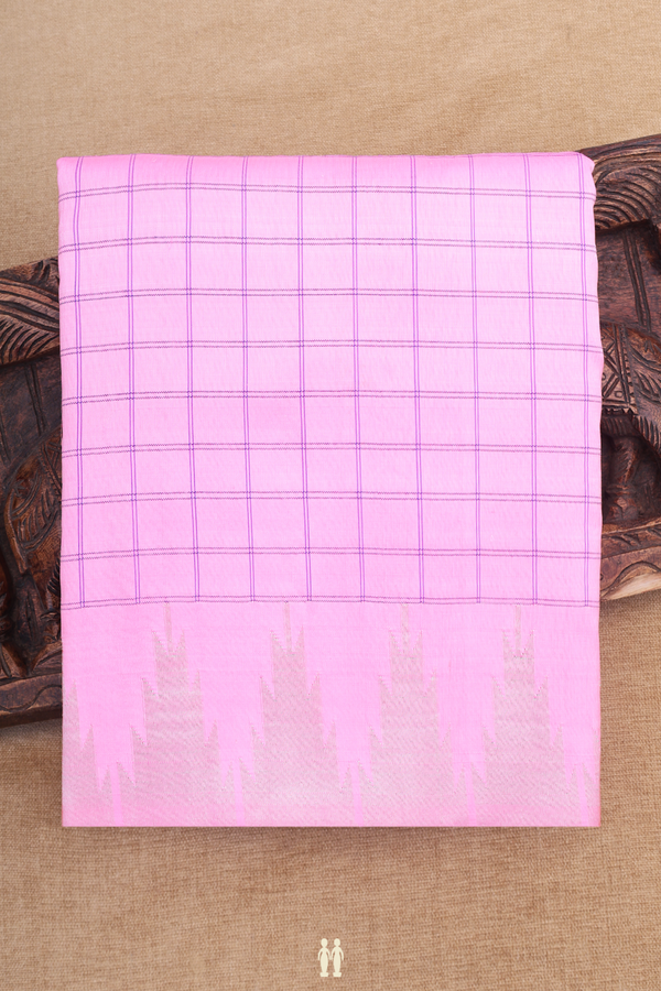 Paithani Silk Saree In Pink With Checks Design