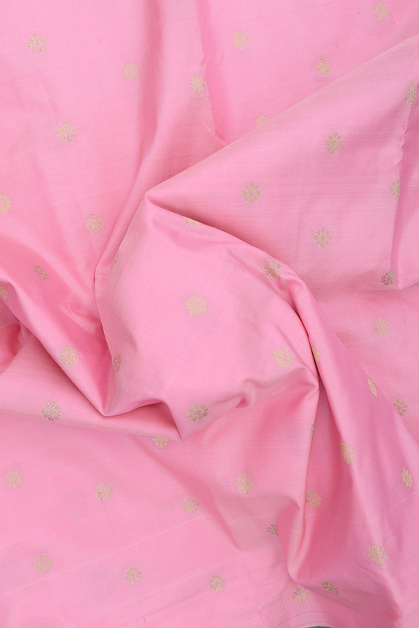 Paithani Silk Saree In Pink With Floral Zari Buttas