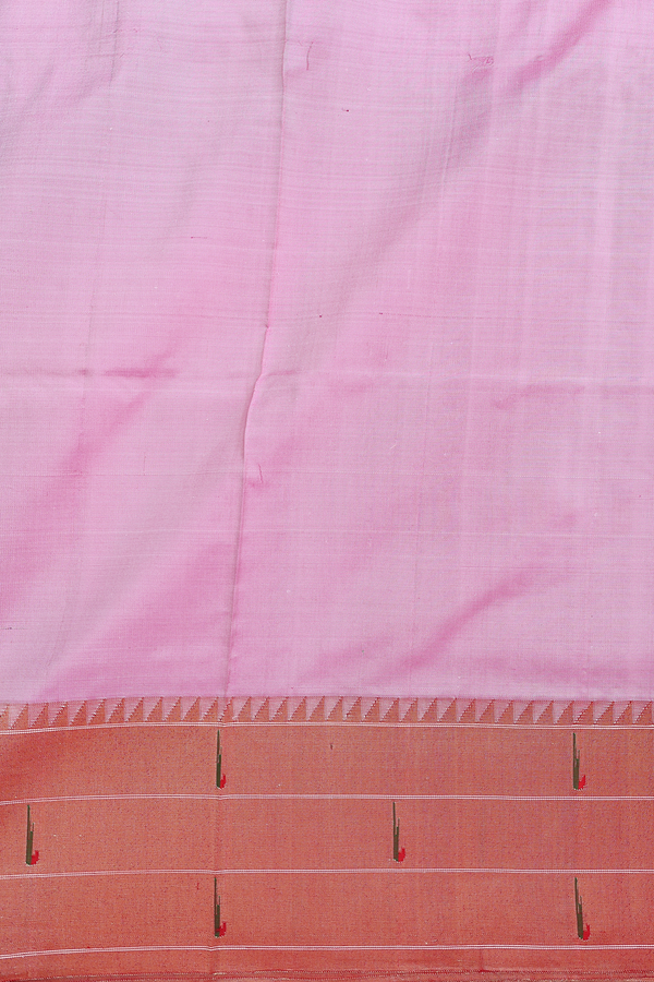 Paithani Silk Saree In Pink With Polka Zari Buttas