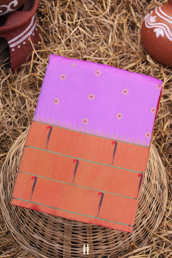 Paithani Silk Saree In Lavender With Floral Buttas
