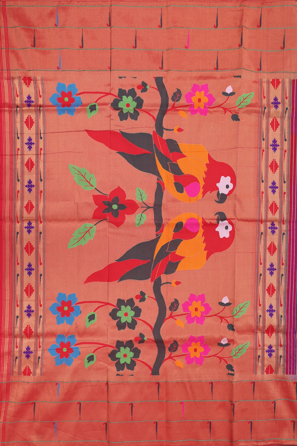 Paithani Silk Saree In Lavender With Floral Buttas