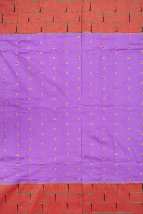 Paithani Silk Saree In Lavender With Floral Buttas