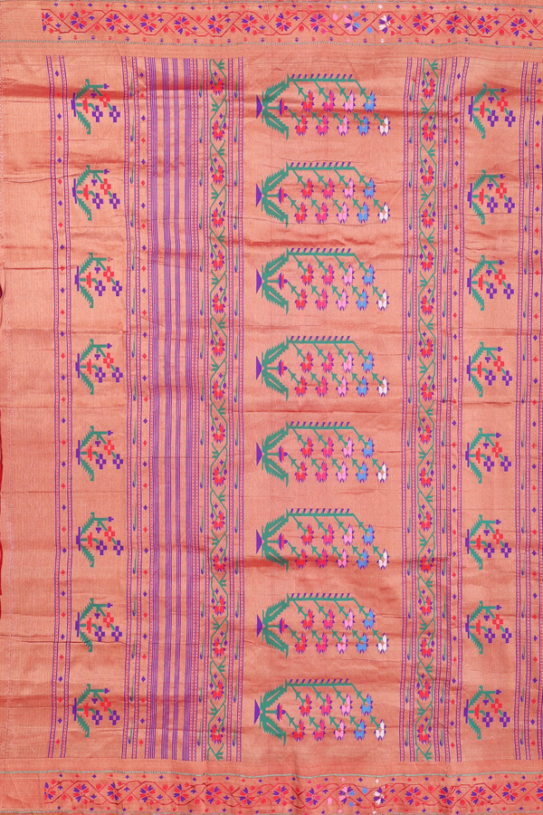 Paithani Silk Saree In Purple With Zari Buttis