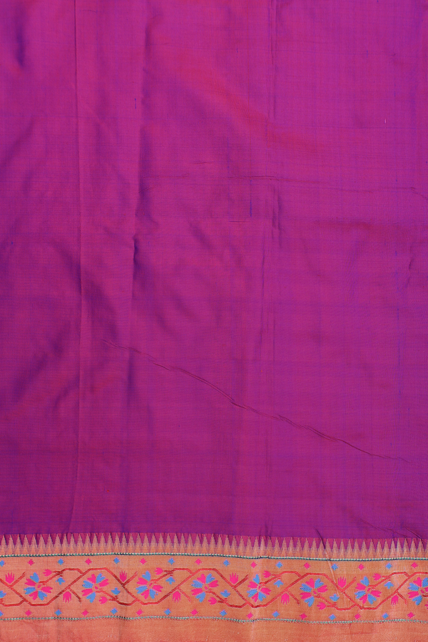 Paithani Silk Saree In Purple With Zari Buttis