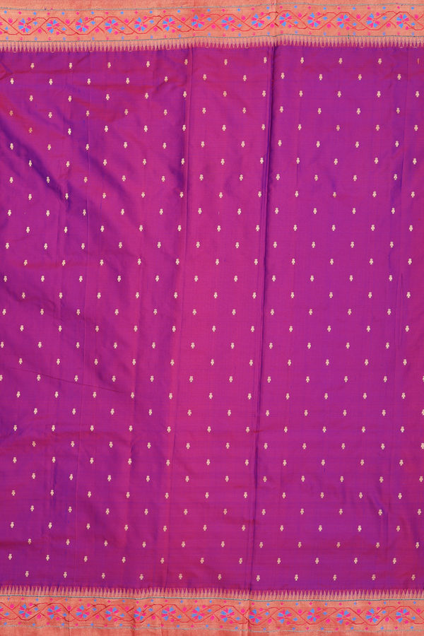 Paithani Silk Saree In Purple With Zari Buttis