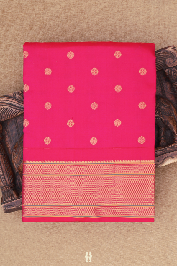 Paithani Silk Saree In Rani Pink With Chakram Buttas