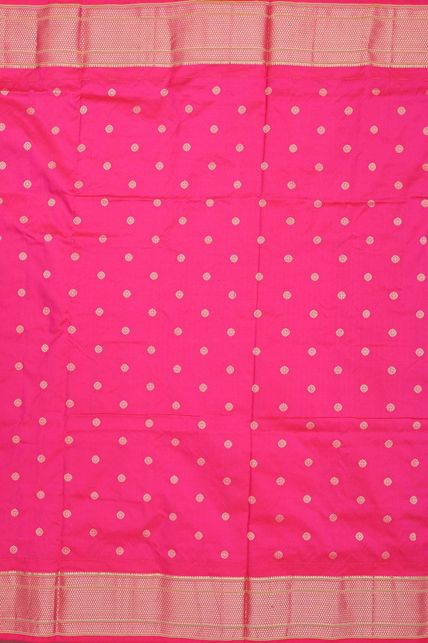 Paithani Silk Saree In Rani Pink With Chakram Buttas