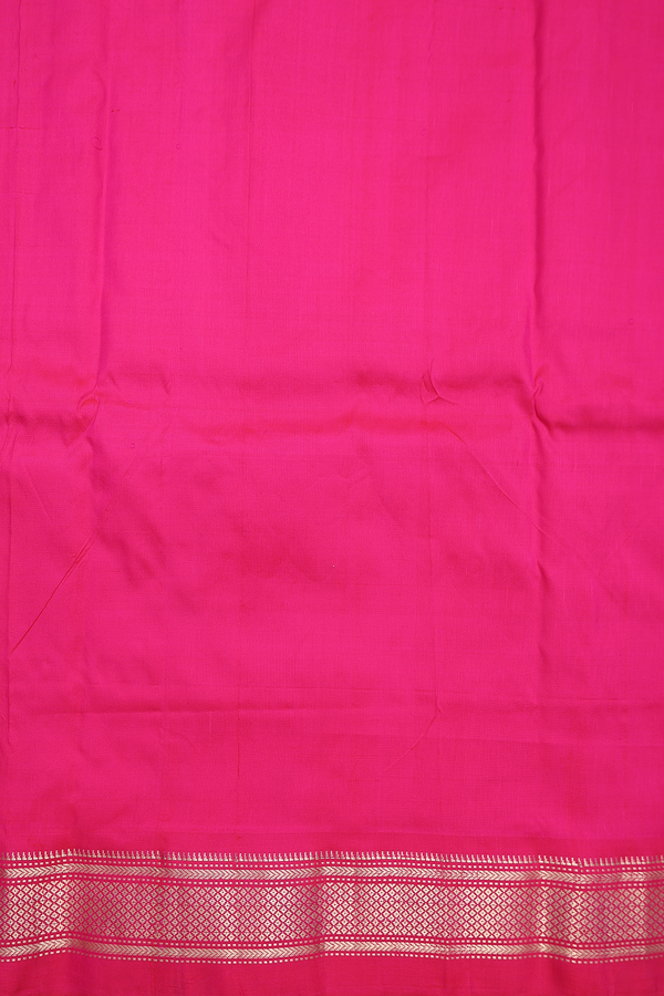 Paithani Silk Saree In Rani Pink With Floral Buttas