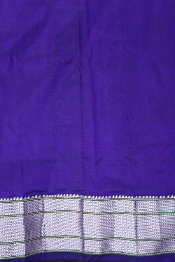 Paithani Silk Saree In Royal Blue With Floral Buttis