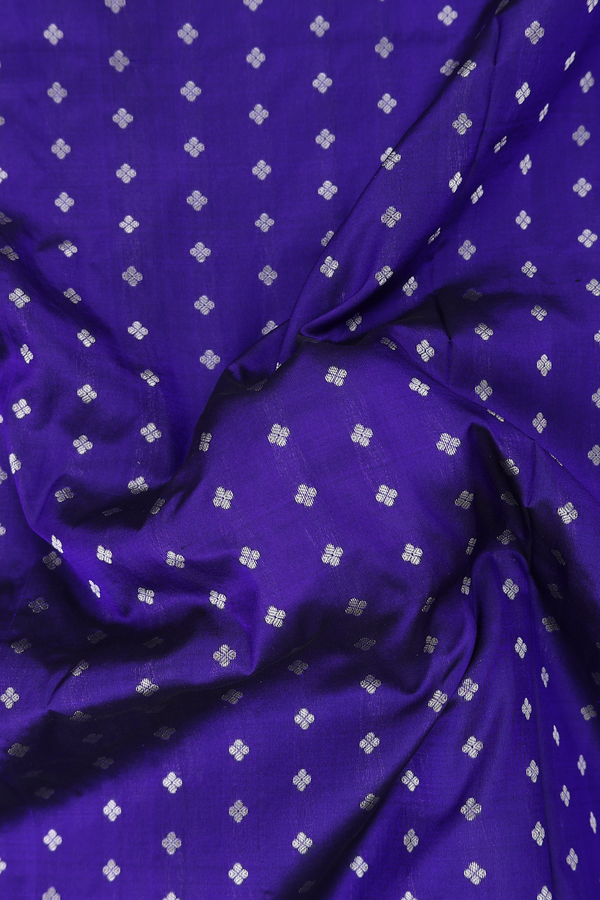 Paithani Silk Saree In Royal Blue With Floral Buttis