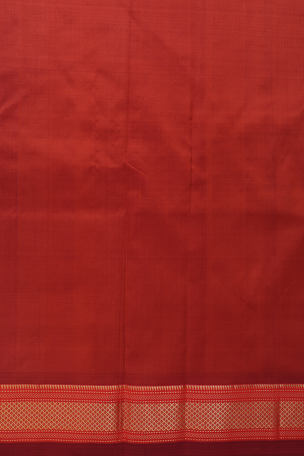 Paithani Silk Saree In Rust Orange With Paisley Buttis