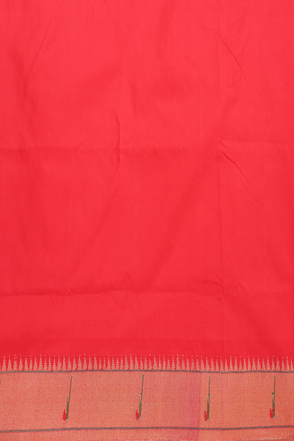 Paithani Silk Saree In Scarlet Red With Polka Buttas
