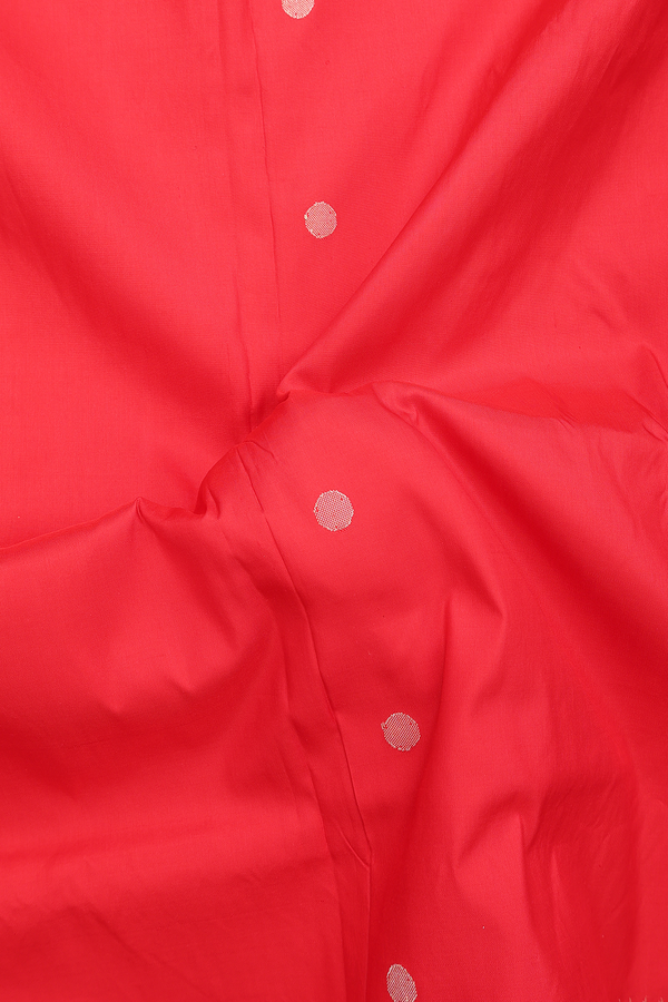 Paithani Silk Saree In Scarlet Red With Polka Buttas