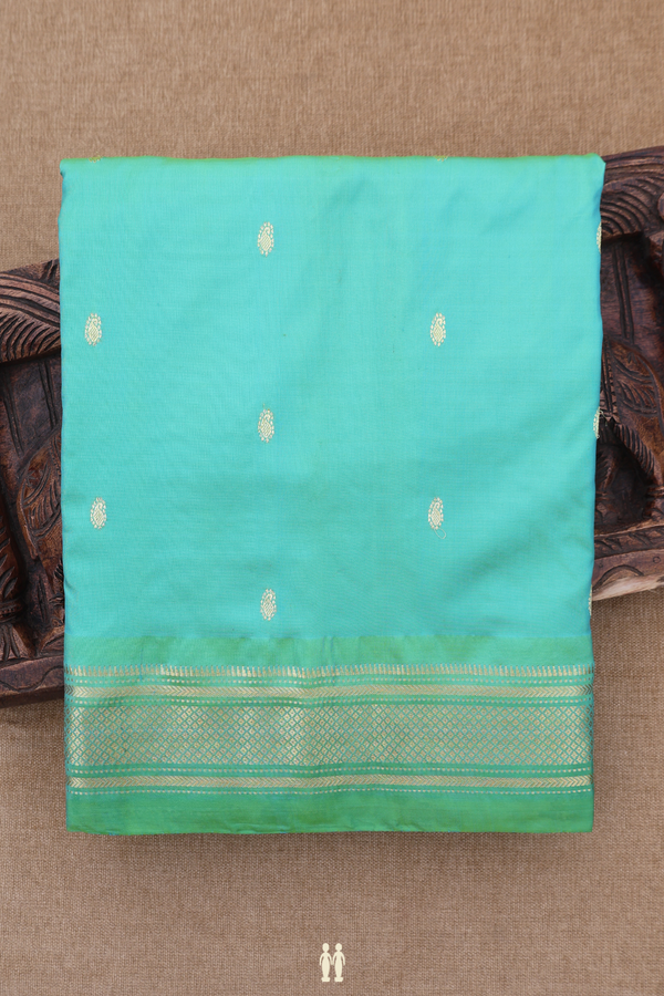 Paithani Silk Saree In Pastel Green With Paisley Buttis
