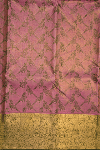 Parrot Design Mulberry Pink Tissue Kanchipuram Silk Saree