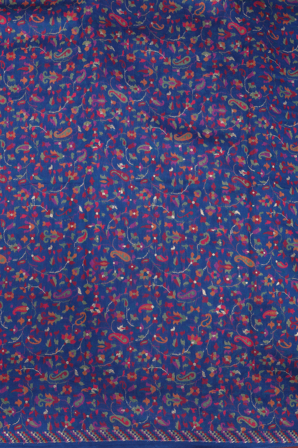Pashmina Silk Saree In Capri Blue With Floral Design