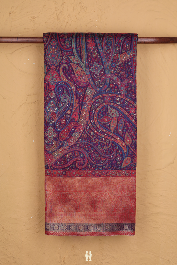 Pashmina Silk Saree In Multicolor With Paisley Design